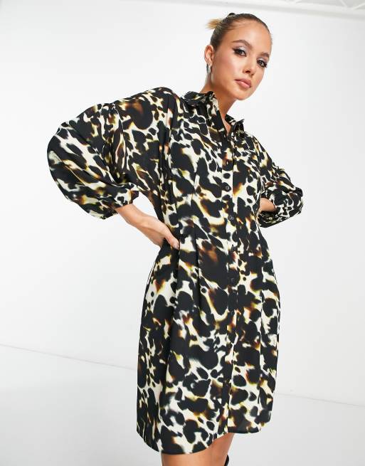 Asos leopard shop print shirt dress