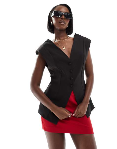 ASOS DESIGN nipped in waistcoat in black - view 1
