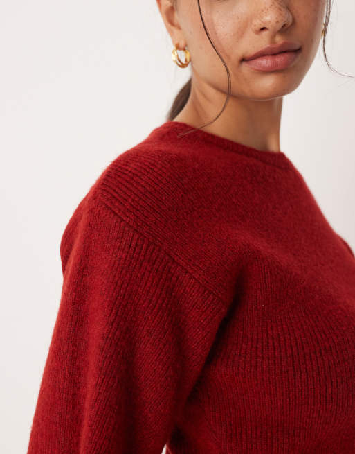 ASOS DESIGN nipped waist knitted t-shirt in red, 4 of 4