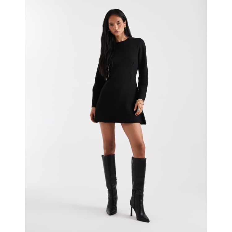 ASOS DESIGN nipped waist mini dress in black | ASOS