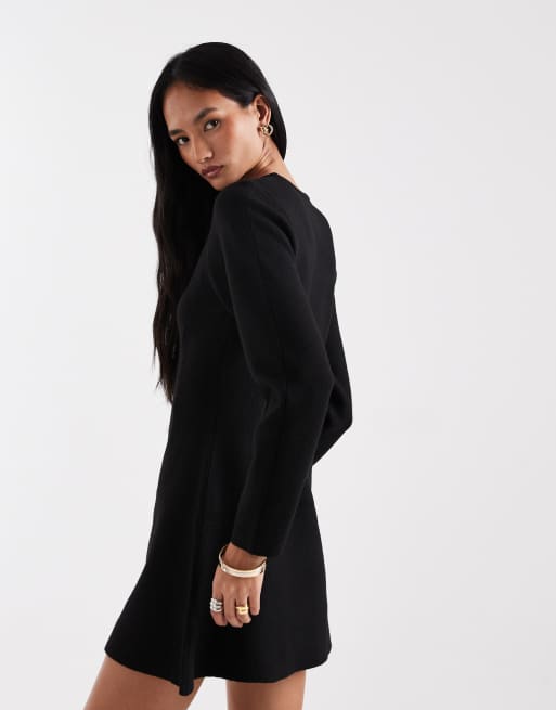ASOS DESIGN nipped waist mini dress in black
