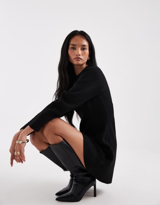 ASOS DESIGN nipped waist mini dress in black