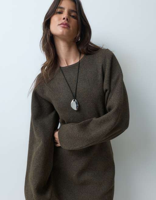 ASOS DESIGN nipped waist mini dress in chocolate, 3 of 4