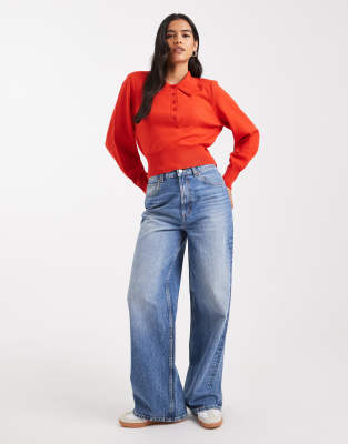 Asos Design Nipped Waist Polo In Multi