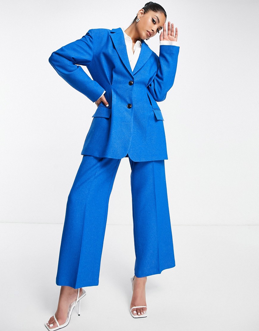 ASOS DESIGN nipped waist suit blazer in blue