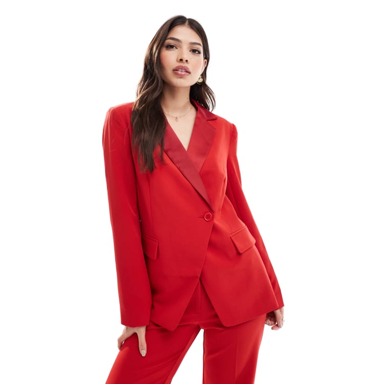 ASOS DESIGN nipped waist tux blazer co-ord in red ASOS