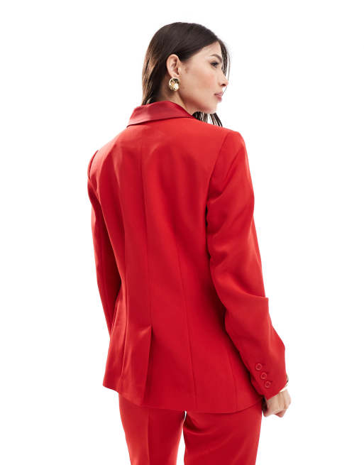 ASOS DESIGN nipped waist tux blazer co-ord in red ASOS