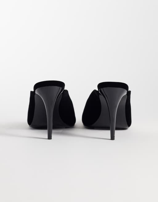 ASOS DESIGN Nirvana high heeled mules in black velvet, 4 of 5