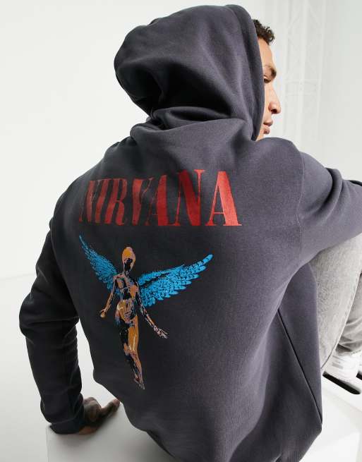 ASOS DESIGN - Nirvana - Koksgrå hættetrøje