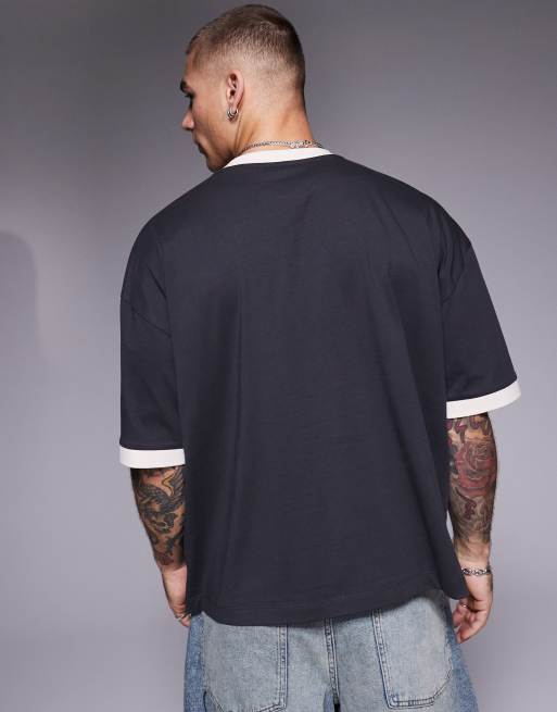 ASOS DESIGN - Nirvana - Unisex - Koksgrå, firkantet og oversized T-shirt med print på brystet, 3 af 4