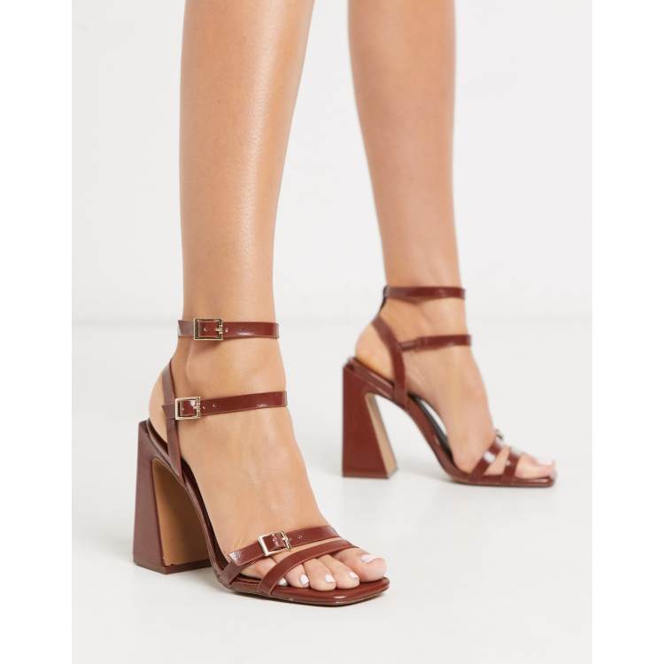 ASOS DESIGN Nitro block heeled sandals in brown