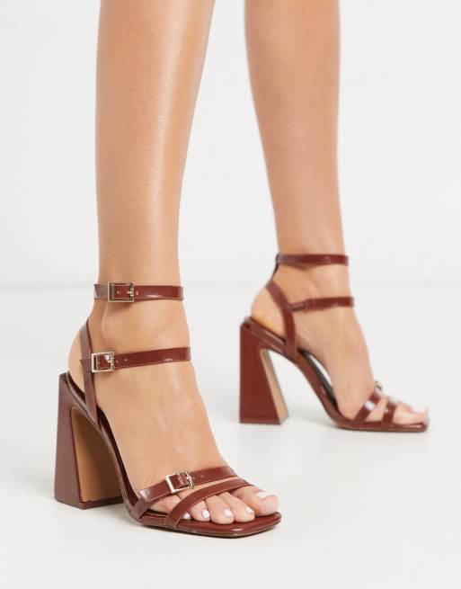 ASOS DESIGN Nitro block heeled sandals in brown