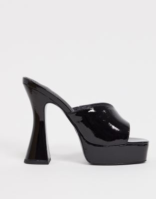 black platform mules