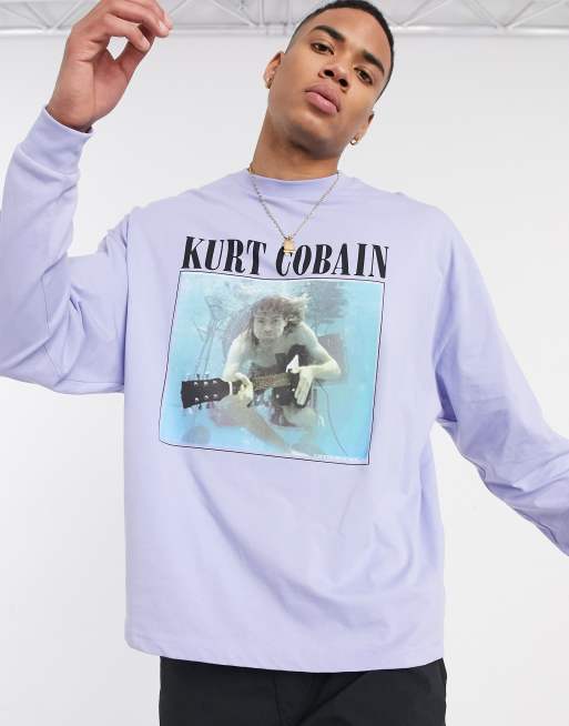 ASOS DESIGN Nivarna oversized long sleeve t shirt with Kurt Cobain photographic print