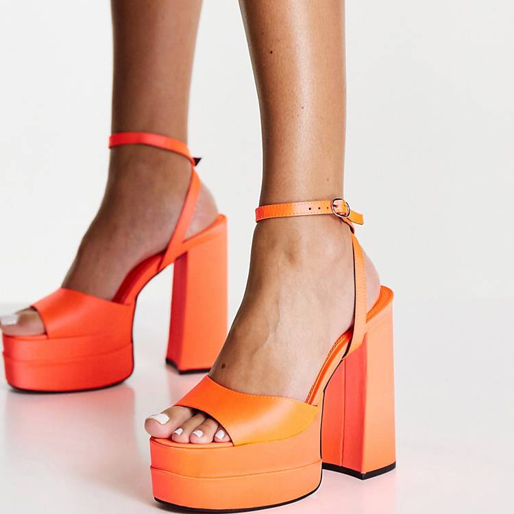 ujævnheder underkjole Persuasion ASOS DESIGN Nix high platform heeled sandals in orange | ASOS