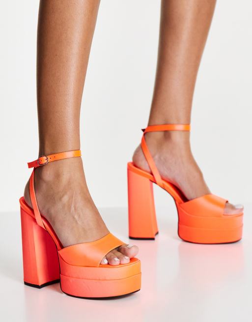 ASOS DESIGN Nix high platform heeled sandals in orange | ASOS