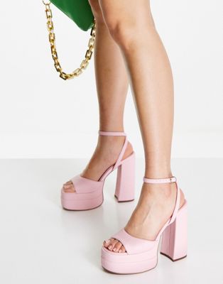 ASOS DESIGN Nix platform heeled sandals in pink