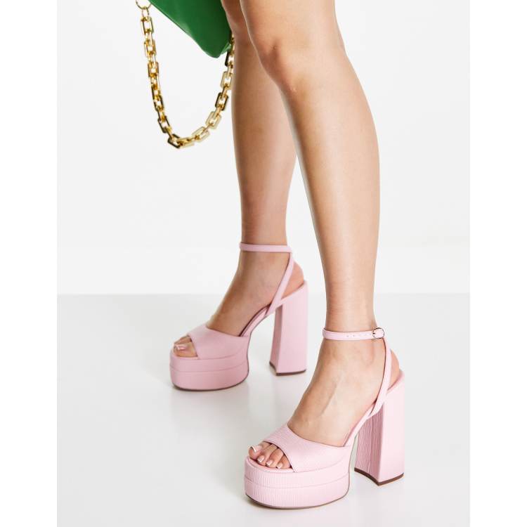 Pink chunky outlet platform heels