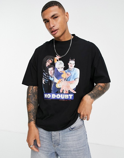 ASOS DESIGN No Doubt oversized t-shirt with front print in black