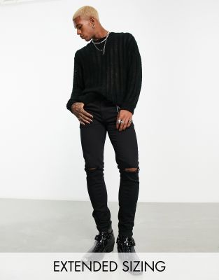 mens black skinny jeans with knee rips