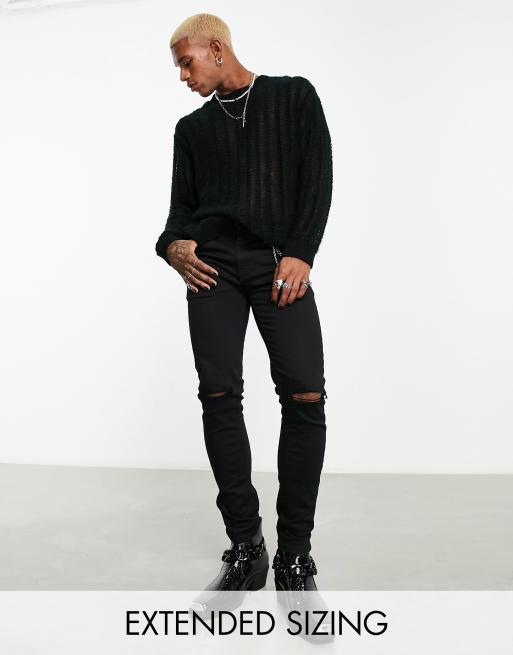 ASOS DESIGN no fade skinny jeans with knee rips