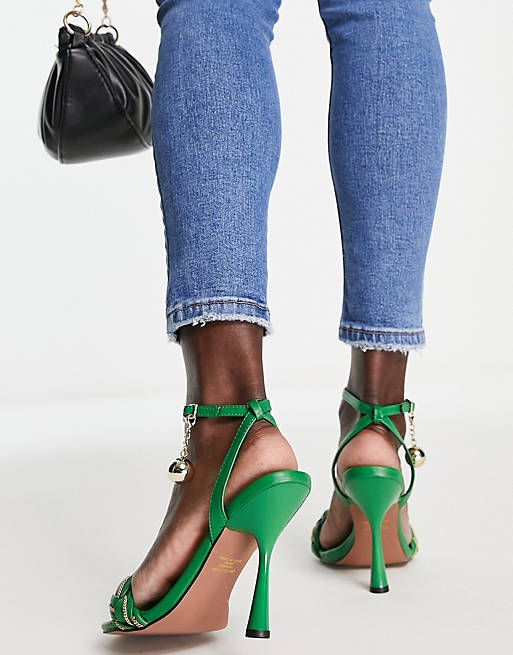 Womens Shoes Heels Sandal heels ASOS Noa Plaited Round Toe High Heeled Sandals in Green 