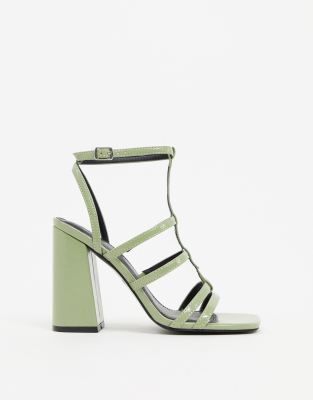 sage green block heels