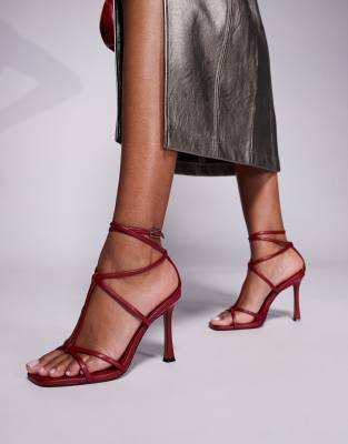 Nobel caged high heeled sandals in red