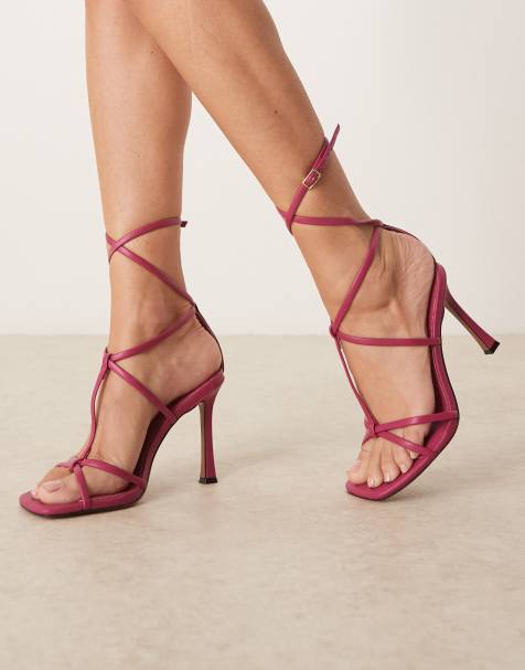 ASOS DESIGN - Nobel - Sandales larges à brides multiples et talon haut - Framboise - view 1