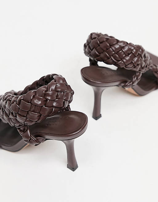 Nock Asos Donna Scarpe Scarpe con i tacchi Tacchi a punta Sandali color cioccolato con tacco e listini intrecciati 