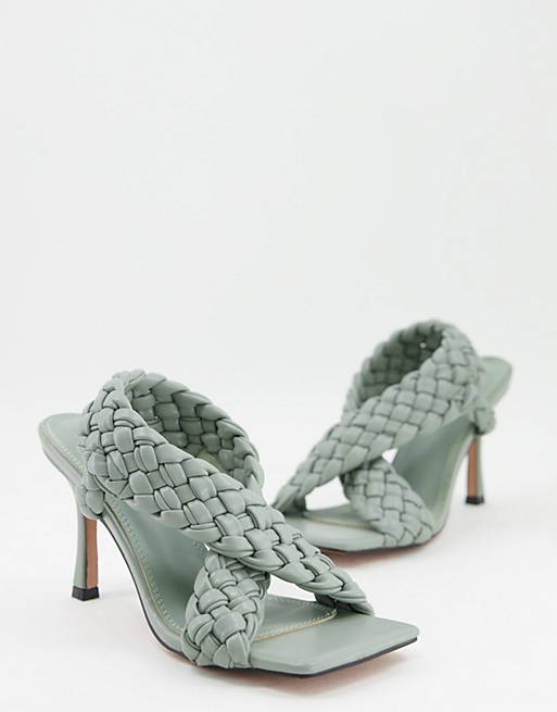 Shoes Heels/Nock woven cross strap heeled sandals in sage 