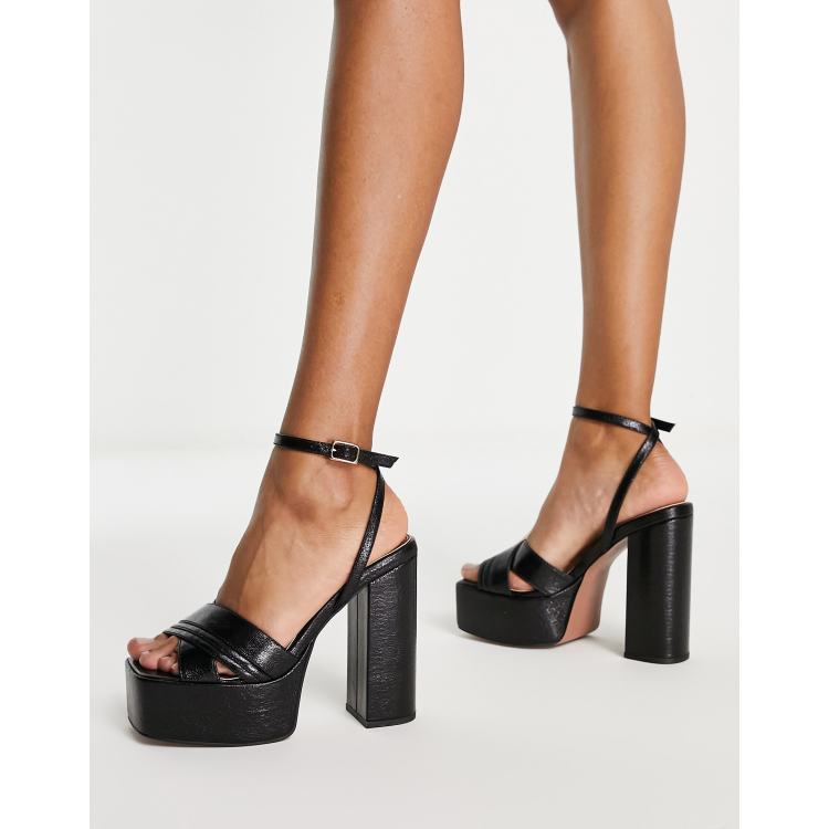 ASOS DESIGN Nocturnal platform high heeled sandals in black ASOS