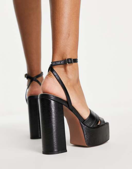 Black high store platform sandals