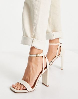 ASOS DESIGN Noelle barely there block heeled sandals in natural