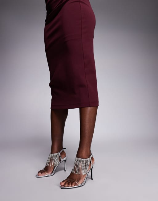 ASOS DESIGN Noelle embellished fringe high heeled sandals in silver, 4 of 4