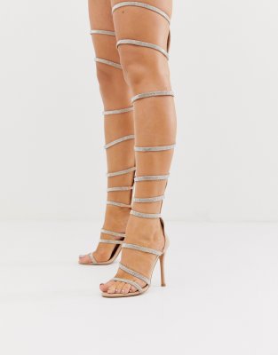 thigh high sandals heels