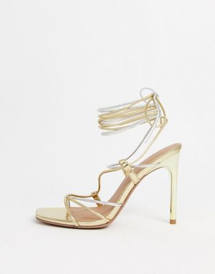 asos gold strappy heels