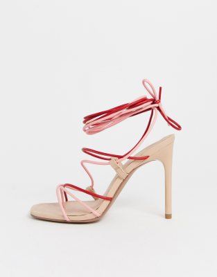 asos pink heeled sandals