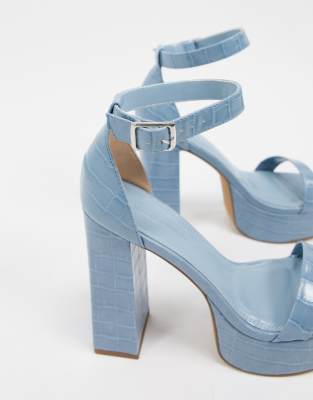 light blue platform pumps