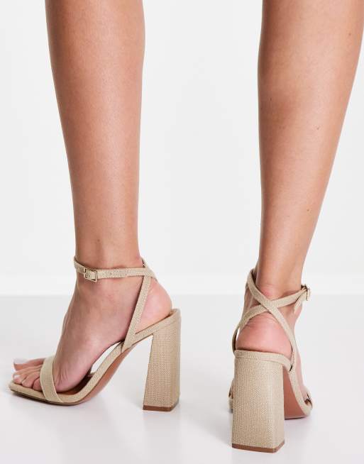 ASOS DESIGN Nora barely there block heel sandals in natural