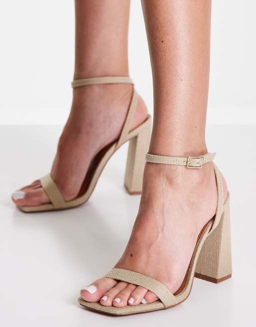 ASOS DESIGN Nora barely there block heel sandals in natural