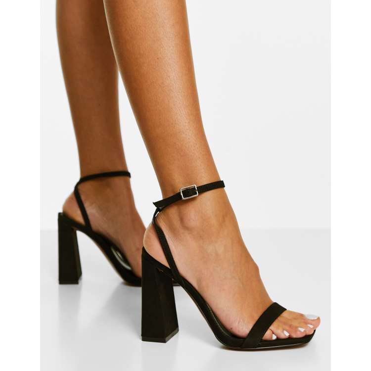 ASOS DESIGN Nora barely there block heeled sandals in black | ASOS