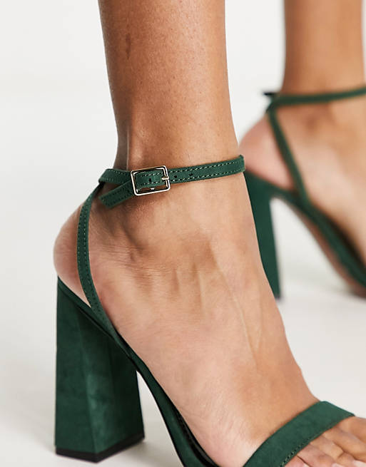 Shoes Heels/Nora barely there block heeled sandals in forest green 