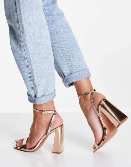 ASOS DESIGN Nora block heel barely there heeled sandals in rose