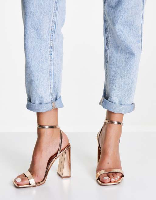 Rose gold best sale block heels asos