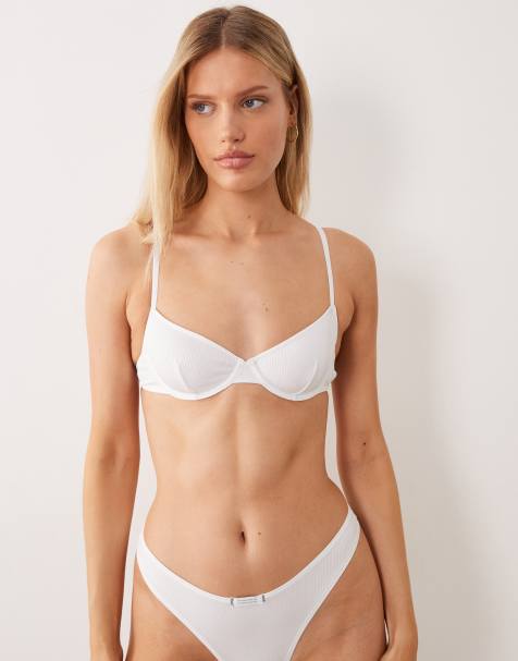 ASOS DESIGN – Nora – Gerippter Bügel-BH in Weiß mit gewebtem Etikett - view 1