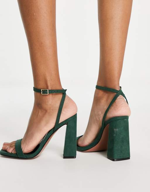 ASOS DESIGN – Nora – Skogsgröna barely there-sandaler med blockklackar , 2 av 4