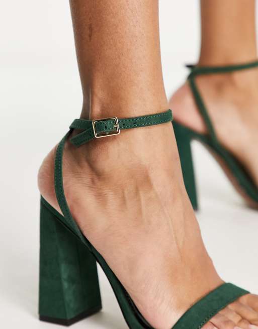 ASOS DESIGN – Nora – Skogsgröna barely there-sandaler med blockklackar , 3 av 4