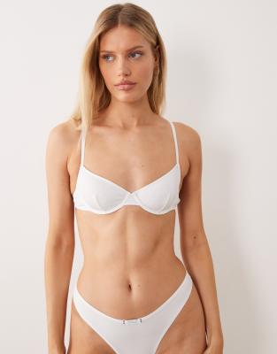 Nora - Soutien-gorge nervuré à armatures avec languette tissée - Blanc-Pas de couleur 30D