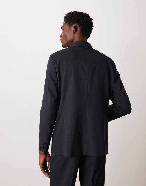 ASOS DESIGN - Normaal colbert met overslag en krijtstreep in marineblauw, 3 van 5